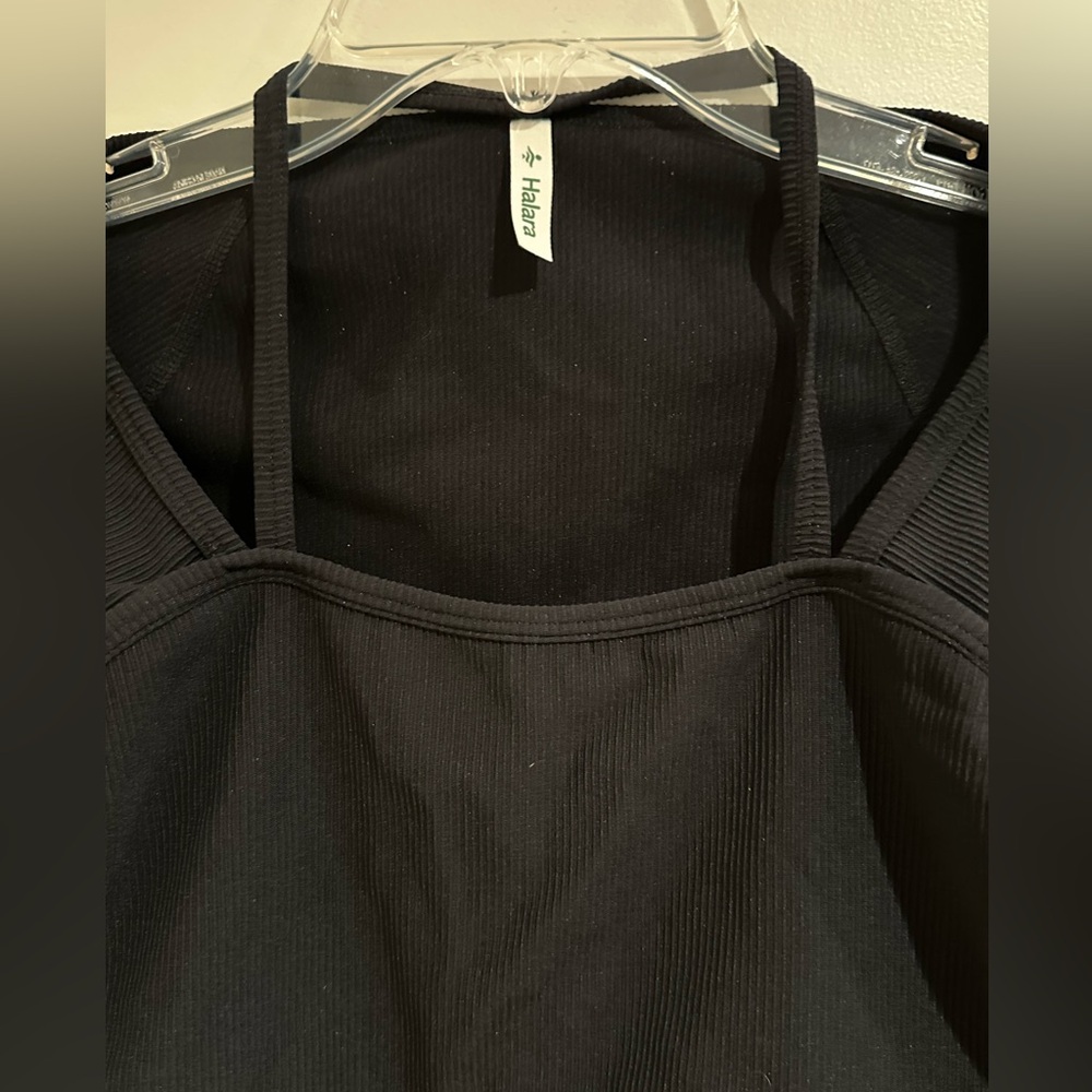 HALARA Black Ribbed Long Sleeve Crop Top Size Medium - Picture 4 of 7